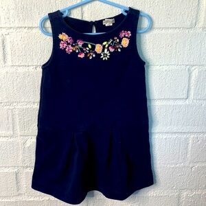 Crewcuts Floral Embroidered Navy Dress Sz 4